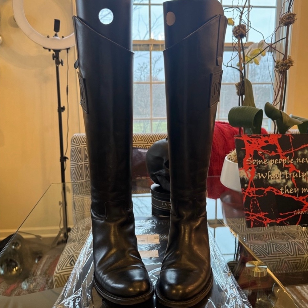 CHANEL Black Heeled Boots